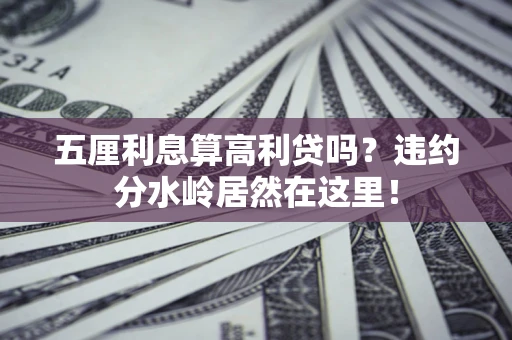 济南五厘利息算高利贷吗？违约分水岭居然在这里！